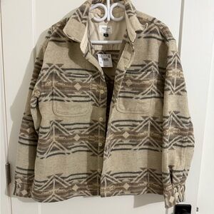 American Eagle Outfitters Cream and Brown Patterned Jacket
